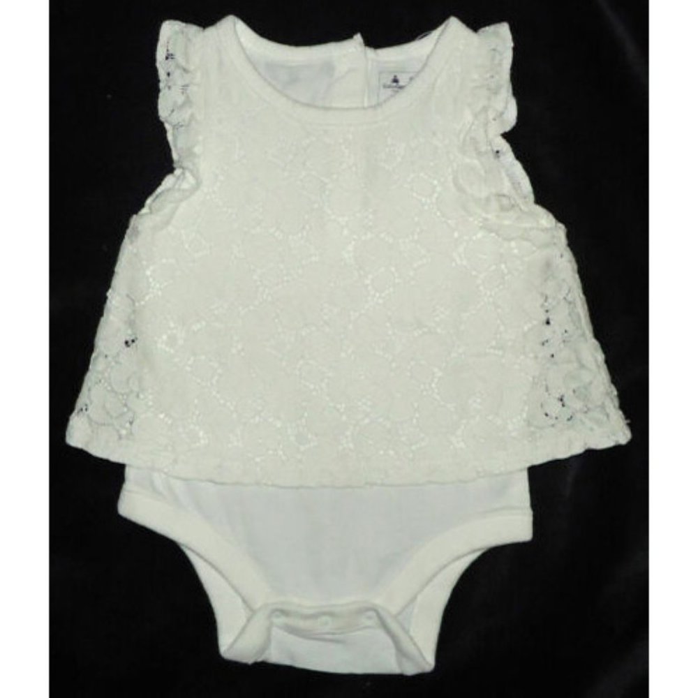 Baby Gap Factory NWT White Lace Overlay Knit Portrait Romper 3-6 Months $23